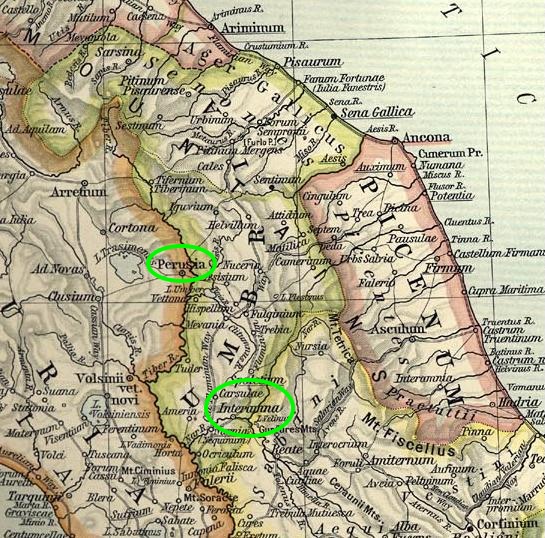 Mappa storica della Regio VI Umbria et Picenum